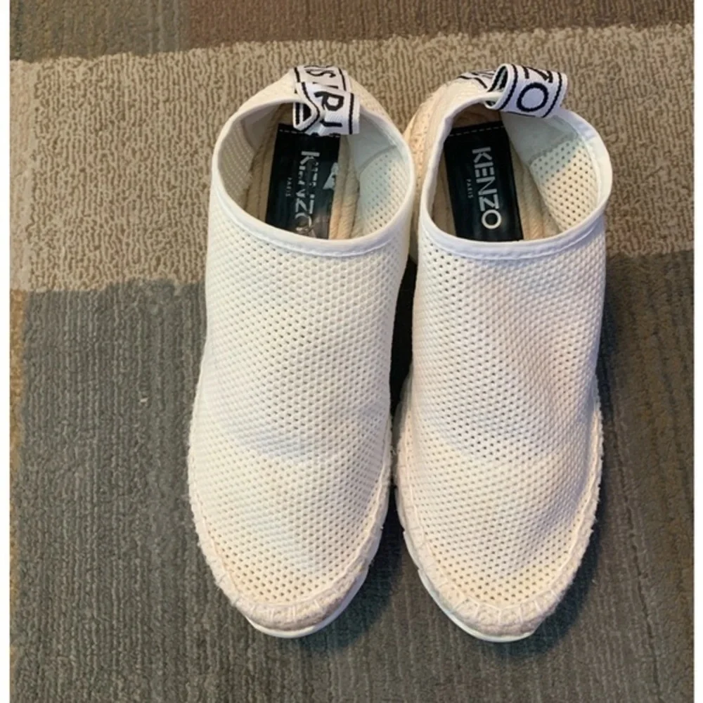 KENZO K-lastic Espadrilles Sneakers Platform Mesh Of White Ivory Size 37   5.5